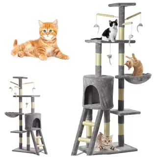 Multi-Storey Cat Tree Tower Scratching Post [As Shown]