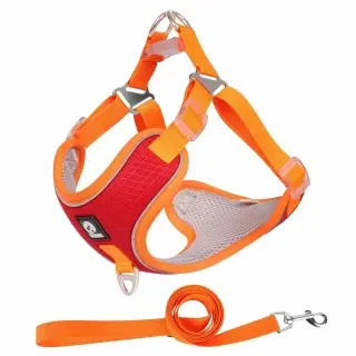 Breathable Pet Harness Adjustable Leash [Red-M]