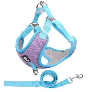 Breathable Pet Harness Adjustable Leash [Purple-S]