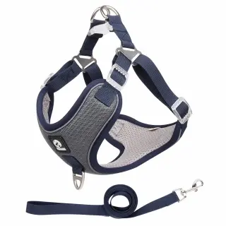 Breathable Pet Harness Adjustable Leash [Grey-L]
