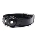 Location Tracker Leather Dog Pet Collar [Black-S]