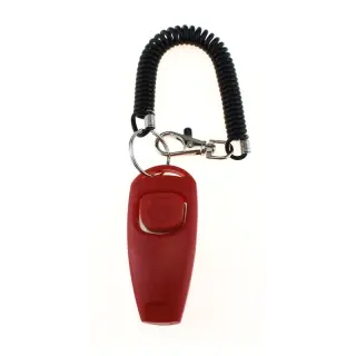 Two-in-one Clicker Dog Training Whistle Yellow Bracelet [Red]