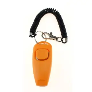 Two-in-one Clicker Dog Training Whistle Yellow Bracelet [Orange]