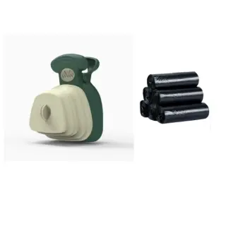 Dog Poop Bag Dispenser Travel Foldable Poop Spoon [Green mustard Set-Small]