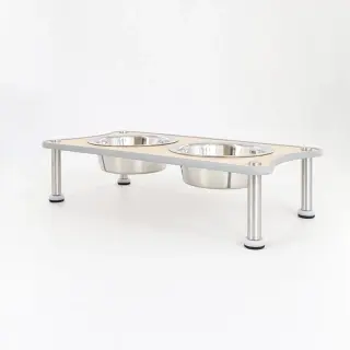 Adjustable Height Dog Food Bowl Rack [Silver-High 12.5cm-860ml]