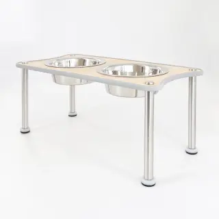 Adjustable Height Dog Food Bowl Rack [Silver-High 22.5cm-400ml]
