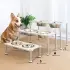 Adjustable Height Dog Food Bowl Rack [Silver-High 22.5cm-400ml]