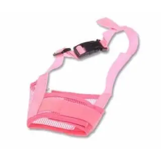 Magic Sticky Pet Nylon Mesh Dog Muzzle Cover [Pink-XL]