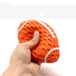 Pet Toy Resistant To Bite And Vocal Rugby Dog [Orange-Small]