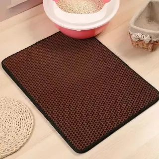 Double Layer EVA Pet Litter Mat [Brown-40X50cm-1PCS]