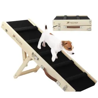 Wooden Adjustable Pet Dog Ladder Foldable  [Log Color-Customizable]