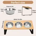 Feeding Rack Iron Wood Combined With Cat Bowl Rack [Three Bowl Basin Models]