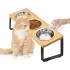 Feeding Rack Iron Wood Combined With Cat Bowl Rack [Three Bowl Basin Models]