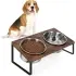Feeding Rack Iron Wood Combined With Cat Bowl Rack [Double Bowl Basin Models]
