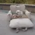 Linen Car Safety Seat Front Dog Bed [Beige-60X50X43cm]