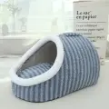 Cat Bed For Indoor Cats  Soft Calming [Blue-M]