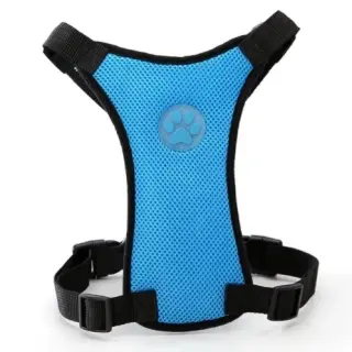 Breathable mesh chest straps Pet car safety chest back [L-Blue]