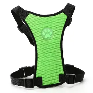 Breathable mesh chest straps Pet car safety chest back [L-Green]