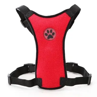 Breathable mesh chest straps Pet car safety chest back [L-Red]