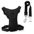 Breathable mesh chest straps Pet car safety chest back [S-Black Set]