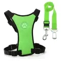 Breathable mesh chest straps Pet car safety chest back [S-Green Set]