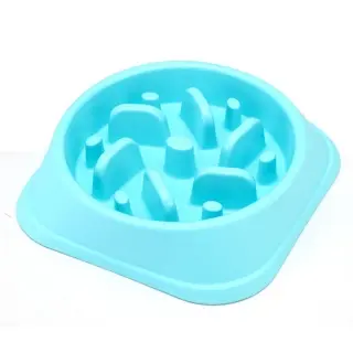 Anti-choke Bowl Plastic Dog Bowl Healthy Feeder [Blue-A]