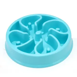 Anti-choke Bowl Plastic Dog Bowl Healthy Feeder [Blue-C]