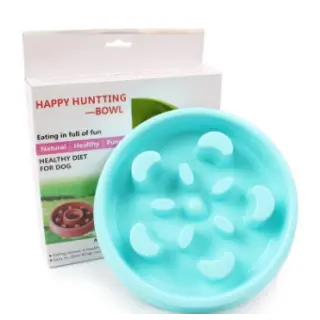 Anti-choke Bowl Plastic Dog Bowl Healthy Feeder [Blue-D]