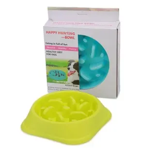 Anti-choke Bowl Plastic Dog Bowl Healthy Feeder [Green-A]
