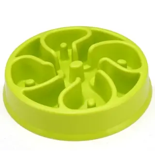 Anti-choke Bowl Plastic Dog Bowl Healthy Feeder [Green-C]