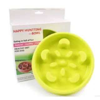 Anti-choke Bowl Plastic Dog Bowl Healthy Feeder [Green-D]