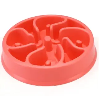 Anti-choke Bowl Plastic Dog Bowl Healthy Feeder [Pink-C]