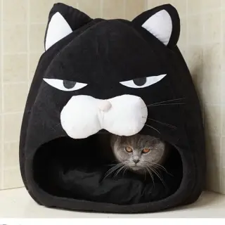Cat House Bed Mat Sleeping Nest Pet Bed [Black-M]