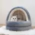 High Quality Cat House Beds Kittens Pet Sofa Mats [Beige grey-L]