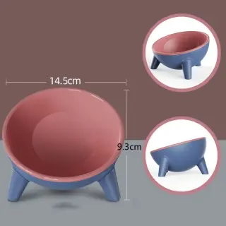 Cat Dog Bowl With Stand Pet Feeding Food Bowls [Rose red]