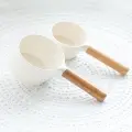 Pet Food Spoon With Bamboo Handle [White-S]