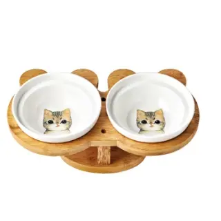 Ceramic Pet Products Cat Bowl [Colorful cat]