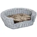 Wicker Pet Bed With Cushion Grey [Default]