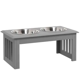 Raised Dog Feeding Bowls With Stand Grey [Medium]