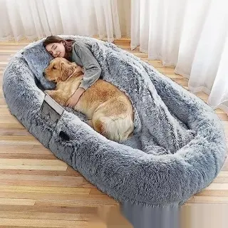 Queen Bed Pet Plush Sofa [Light Gray With Blanket-5XL]