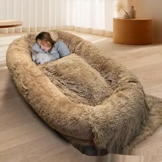 Queen Bed Pet Plush Sofa [Khaki With Blanket-6XL]