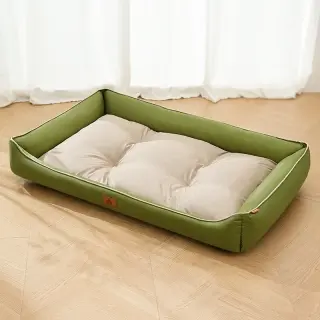Oxford Fabric Waterproof Dog Bed Color-block [Green-L]