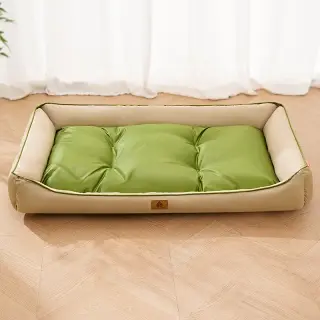 Oxford Fabric Waterproof Dog Bed Color-block [Beige-L]