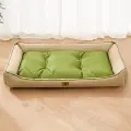Oxford Fabric Waterproof Dog Bed Color-block [Beige-XXL]