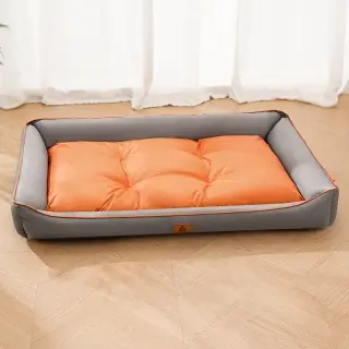 Oxford Fabric Waterproof Dog Bed Color-block [Light Gray-M]