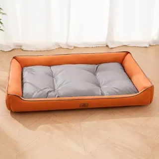 Oxford Fabric Waterproof Dog Bed Color-block [Orange-M]