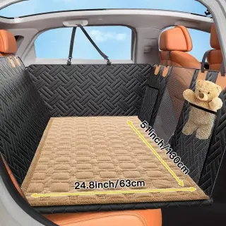 Car Pet Rear Seat Cushion Mat [Brown-130x63CM-Blockage]