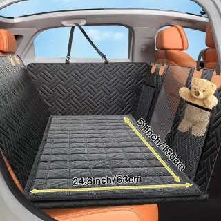 Car Pet Rear Seat Cushion Mat [Dark Gray-130x63CM-Square Grid]