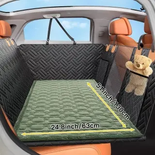 Car Pet Rear Seat Cushion Mat [Green-130x63CM-Blockage]