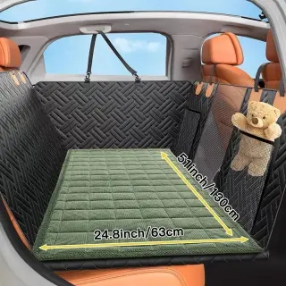 Car Pet Rear Seat Cushion Mat [Green-130x63CM-Square Grid]